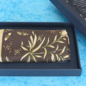 Baagh Luxury Silk Scarf for Men – Brown with Golden Floral Design