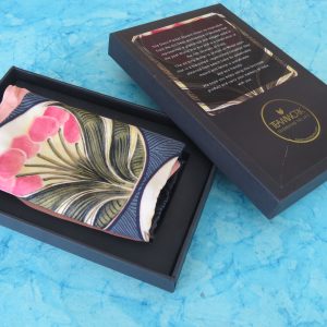 Deco Luxury Silk Scarf for Men – Navy Blue with Pink Floral Design