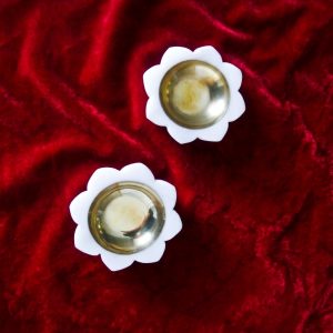 Marble Flower Diya (Set of 2)