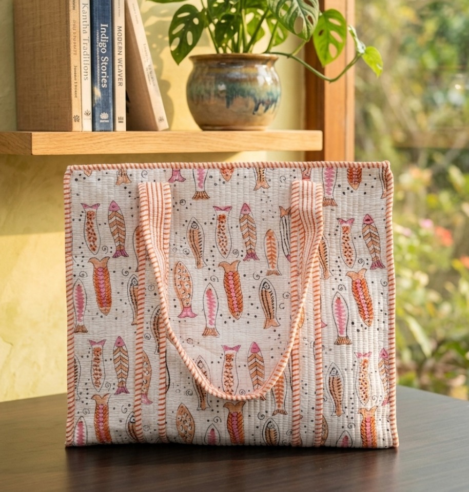 Block Printed Tote Bag