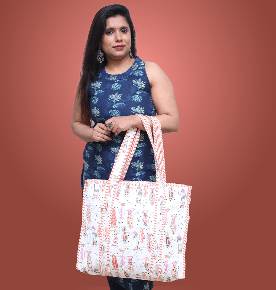 Block Printed Tote Bag - Image 2