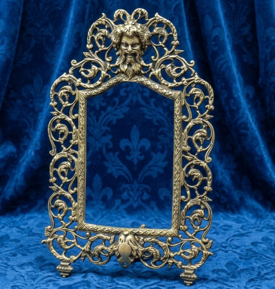 Handcrafted Antique Brass Mirror Frame - Image 2