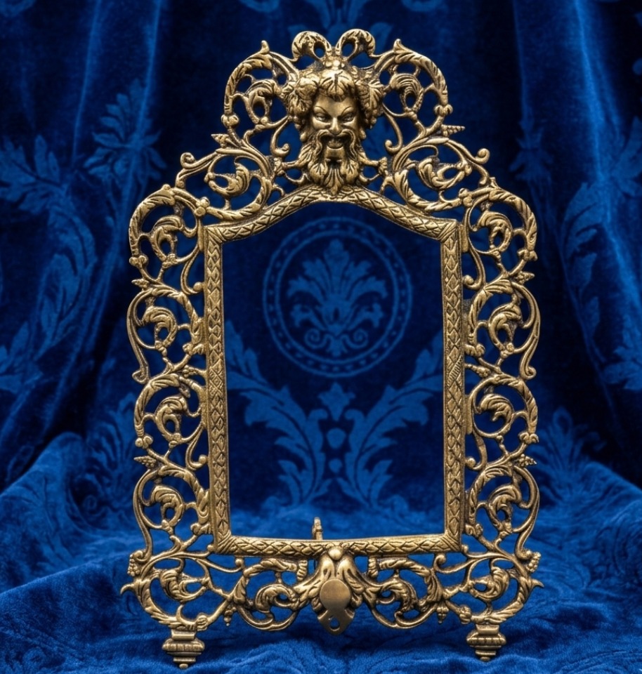 Handcrafted Antique Brass Mirror Frame