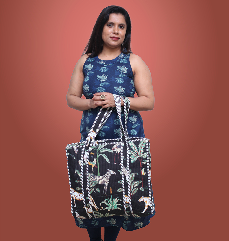 Block Printed Tote Bag - Image 2