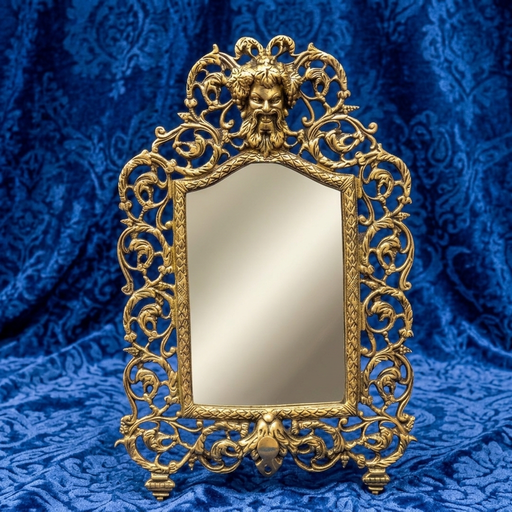 Handcrafted Antique Brass Mirror Frame - Image 5
