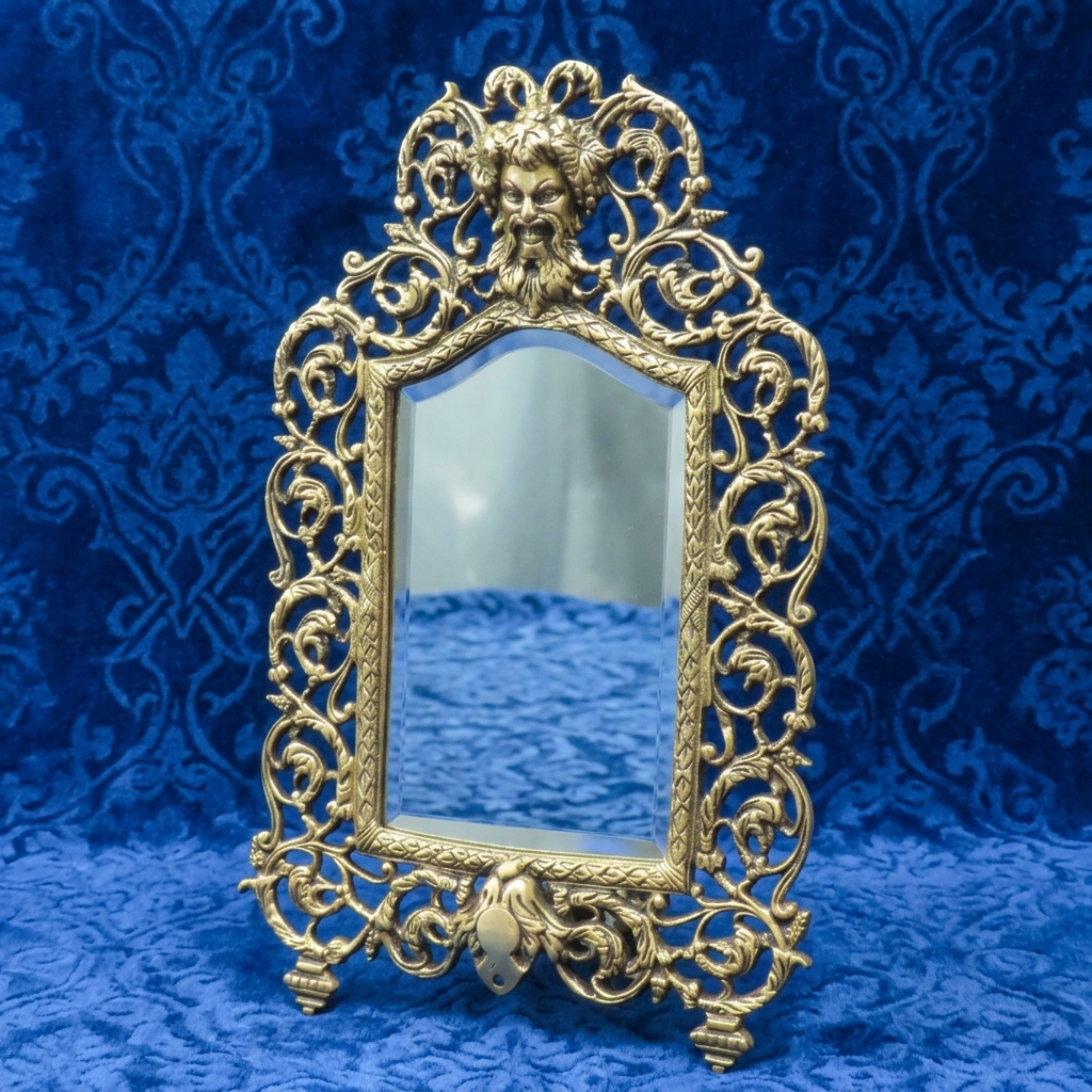Handcrafted Antique Brass Mirror Frame - Image 4