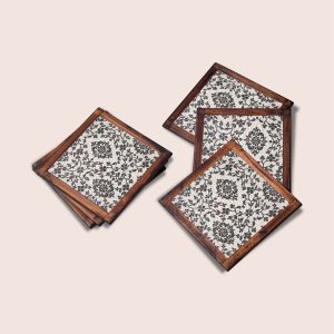 Zubdat Handwoven Coasters - Set of 2 pcs with Coaster Holder