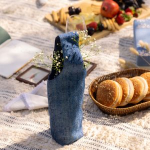 Indigo Loom Handwoven Denim Wine Cover