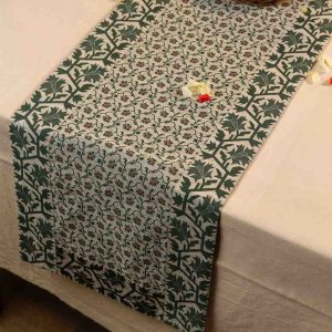 Forest Bloom – Handwoven Botanical Table Runner