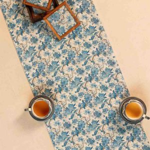 Royal Garden – Blue Floral Print Table Runner