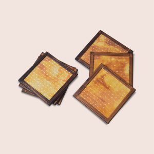 Pearl Handwoven Coasters - Set Of 2 Pcs with Coaster Holder