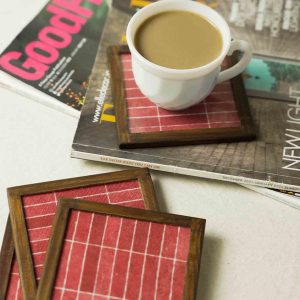 Abstract Artistry - Cotton Handmade Coasters ( set of 4 pc ) with Coaster Holder