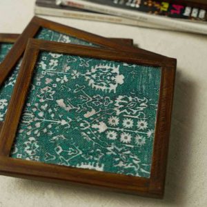Artisan Touch - Cotton Coasters ( set of 4 pc ) with Coaster Holder