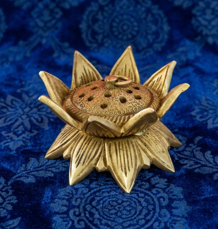 Handcrafted Brass Lotus Incense Burner