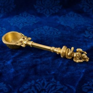 Handcrafted Brass Pooja Spoon (Achmani) with Decorative Handle