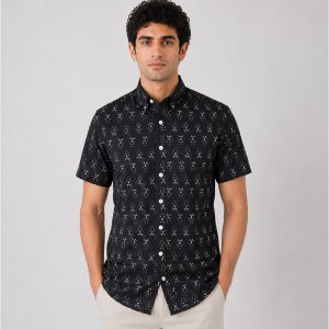 Midnight Artisan Block Print Half Sleeve Shirt
