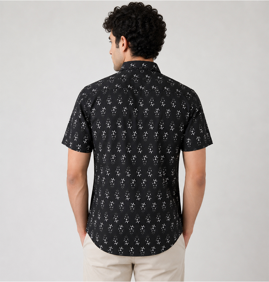 Midnight Artisan Block Print Half Sleeve Shirt - Image 3