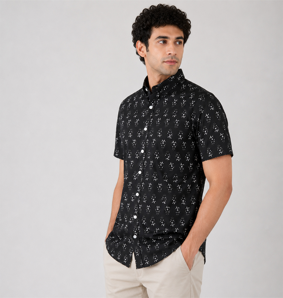 Midnight Artisan Block Print Half Sleeve Shirt - Image 4
