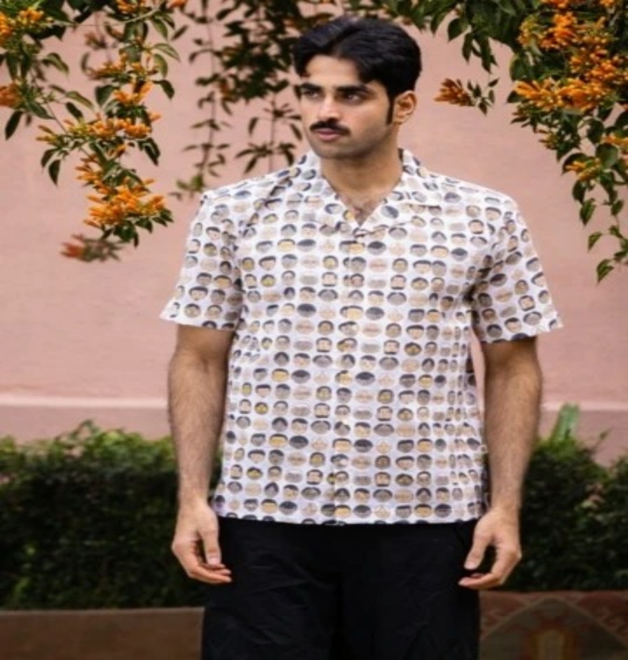 Mood Mosaic Design Hand Block Print Half-Sleeve 100% Cotton Shirt - Image 2