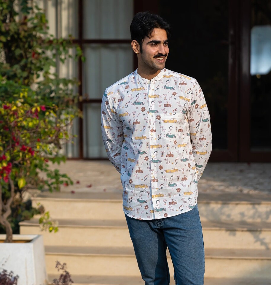 Full Sleeve Hand Block Print Kurta Shirt with Playful Ride Design and 100% Cotton - Image 2