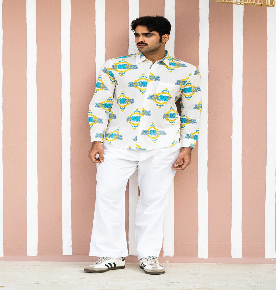 Full Sleeve Hand Block Print Shirt with Trendy White color and 100% Cotton - Image 5