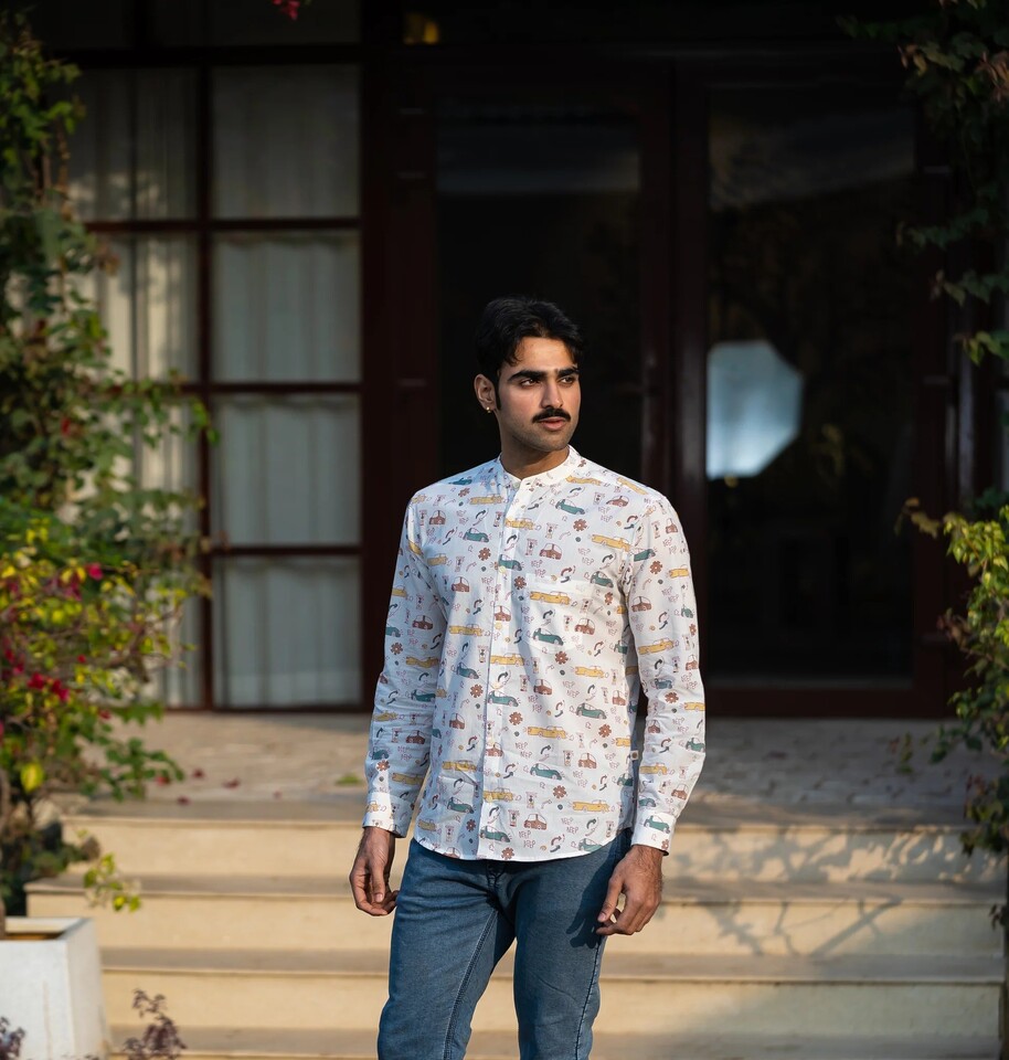 Full Sleeve Hand Block Print Kurta Shirt with Playful Ride Design and 100% Cotton - Image 3