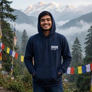 Sikkim Arts and Literature Festival Panda- Graphic Hoodie, Navy Blue & Regular Fit