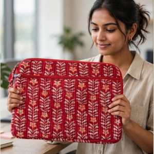 Hand Block Print Quilted Laptop Sleeve (16 Inch)