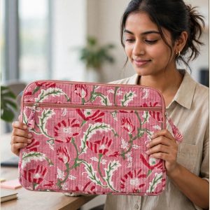 Hand Block Print Quilted Laptop Sleeve (16 Inch)