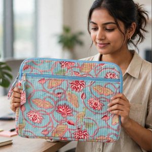 Hand Block Print Quilted Laptop Sleeve (16 Inch)