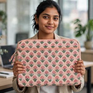 Hand Block Print Quilted Laptop Sleeve (16 Inch)